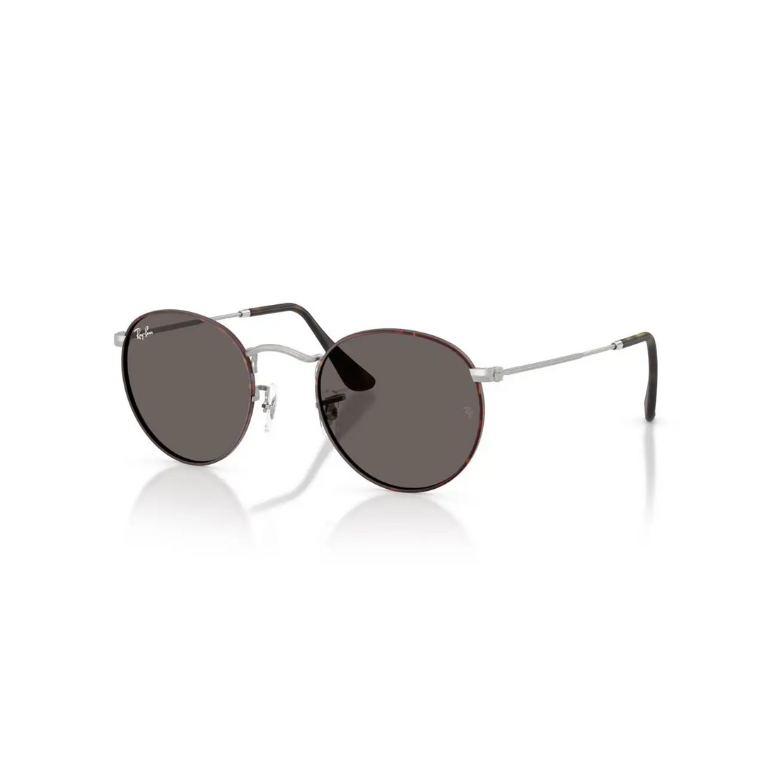Ray Ban Round Metal Sunglasses Silver / Dark Grey - Small 