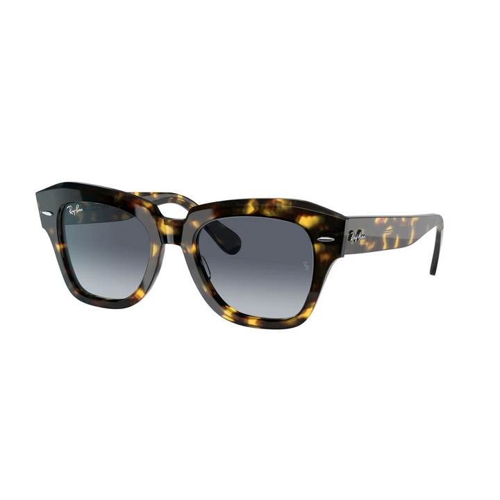Ray-Ban State Street Sunglasses Yellow Havana w Light Blue Gradient 