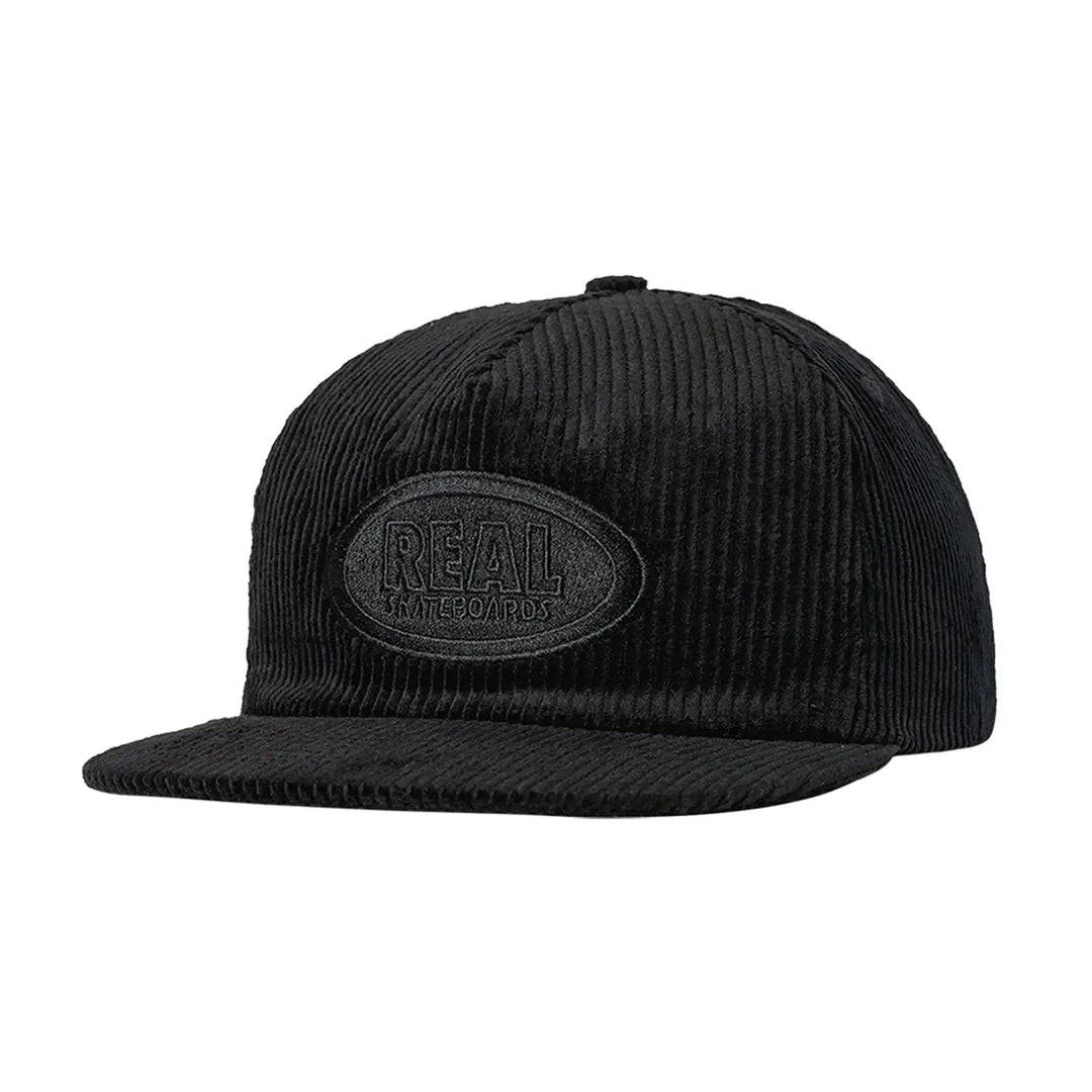 Real Oval Snapback Cap - Black / Black