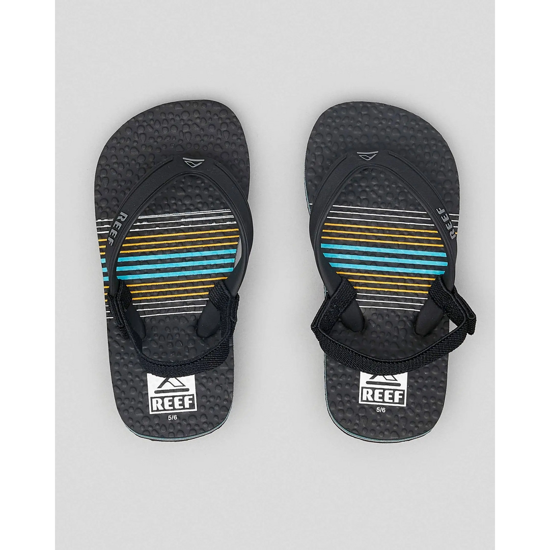 Reef Steps Kids Jandals Aqua / Orange Stripe 3 / 4Y 
