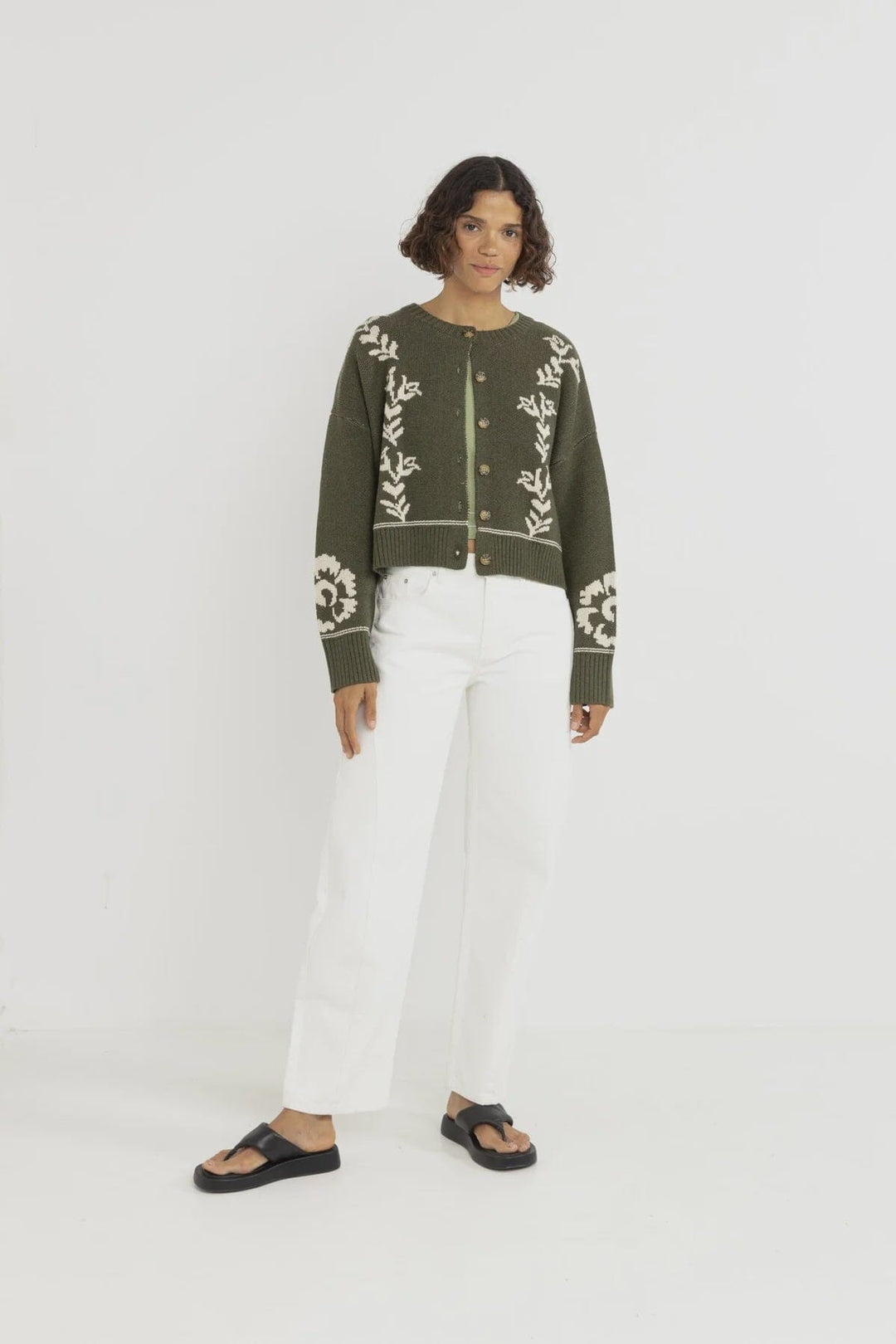 Rhythm Antique Floral Crop Cardigan 