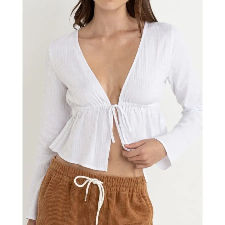 Rhythm Belle Tie Front Long Sleeve Top 