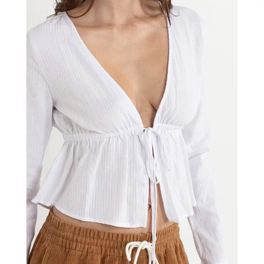 Rhythm Belle Tie Front Long Sleeve Top 