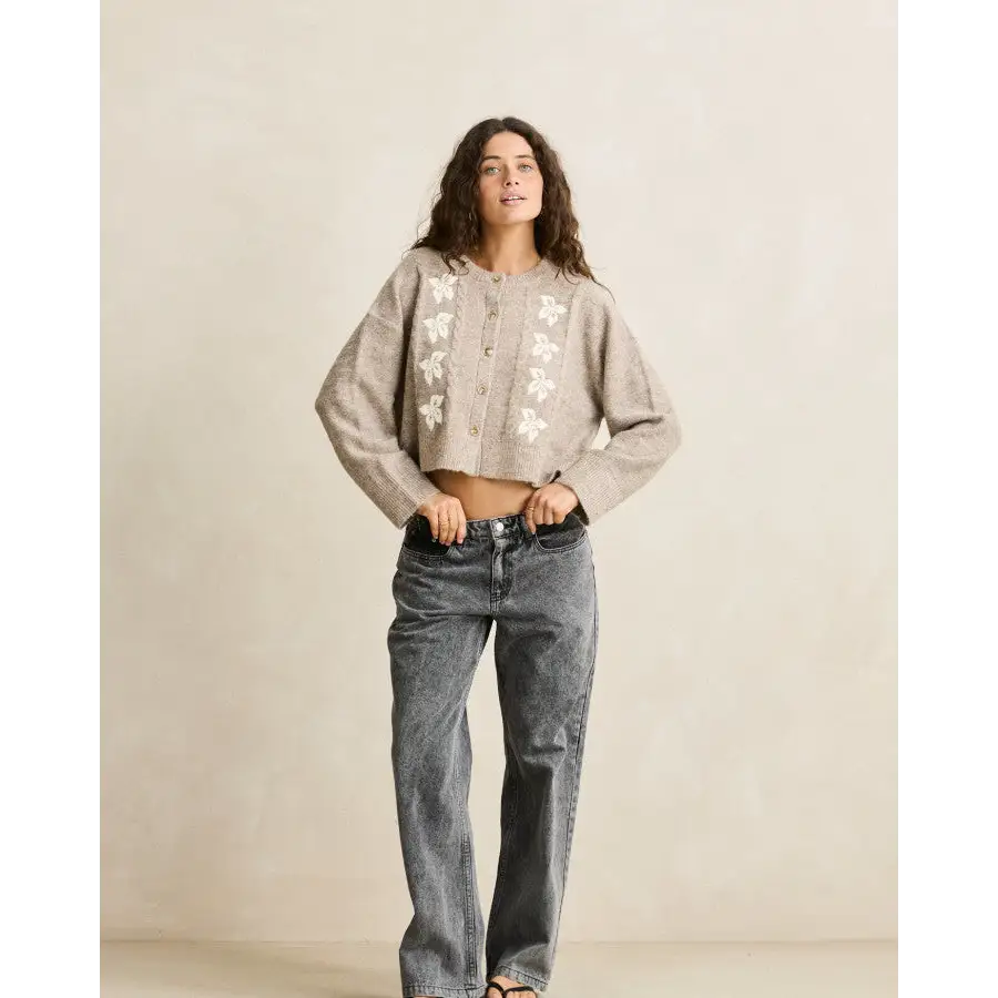 Rhythm Blanca Floral Crop Cardigan