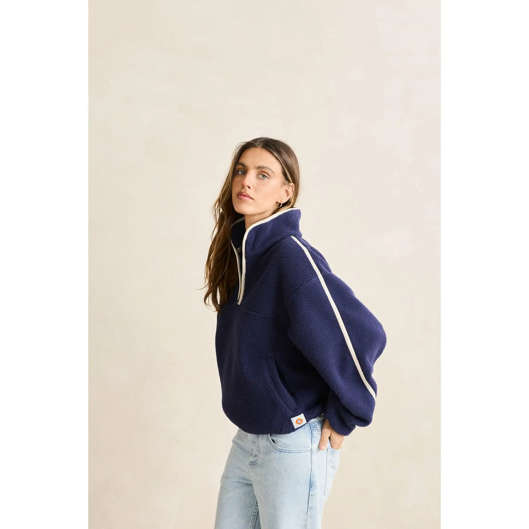 Rhythm Camp Half Zip Sherpa Pullover - Ocean