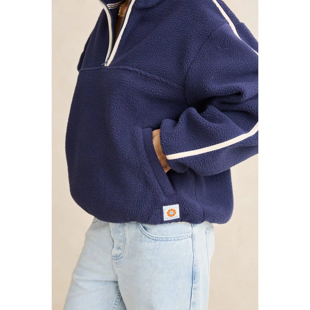 Rhythm Camp Half Zip Sherpa Pullover - Ocean