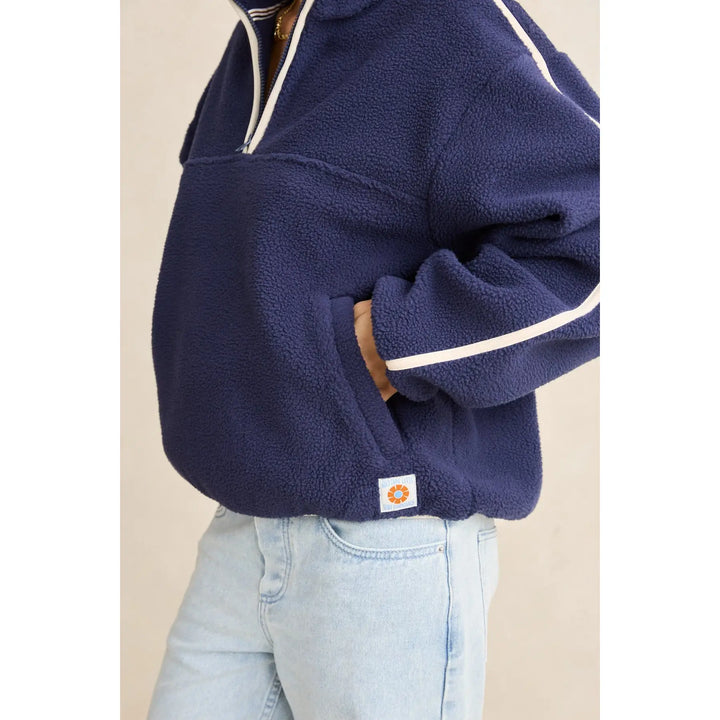 Rhythm Camp Half Zip Sherpa Pullover - Ocean