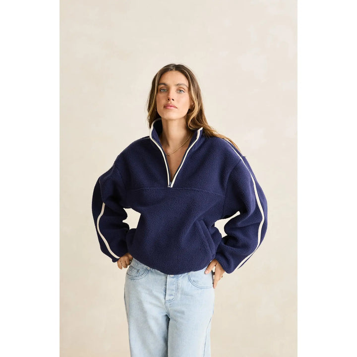 Rhythm Camp Half Zip Sherpa Pullover - Ocean