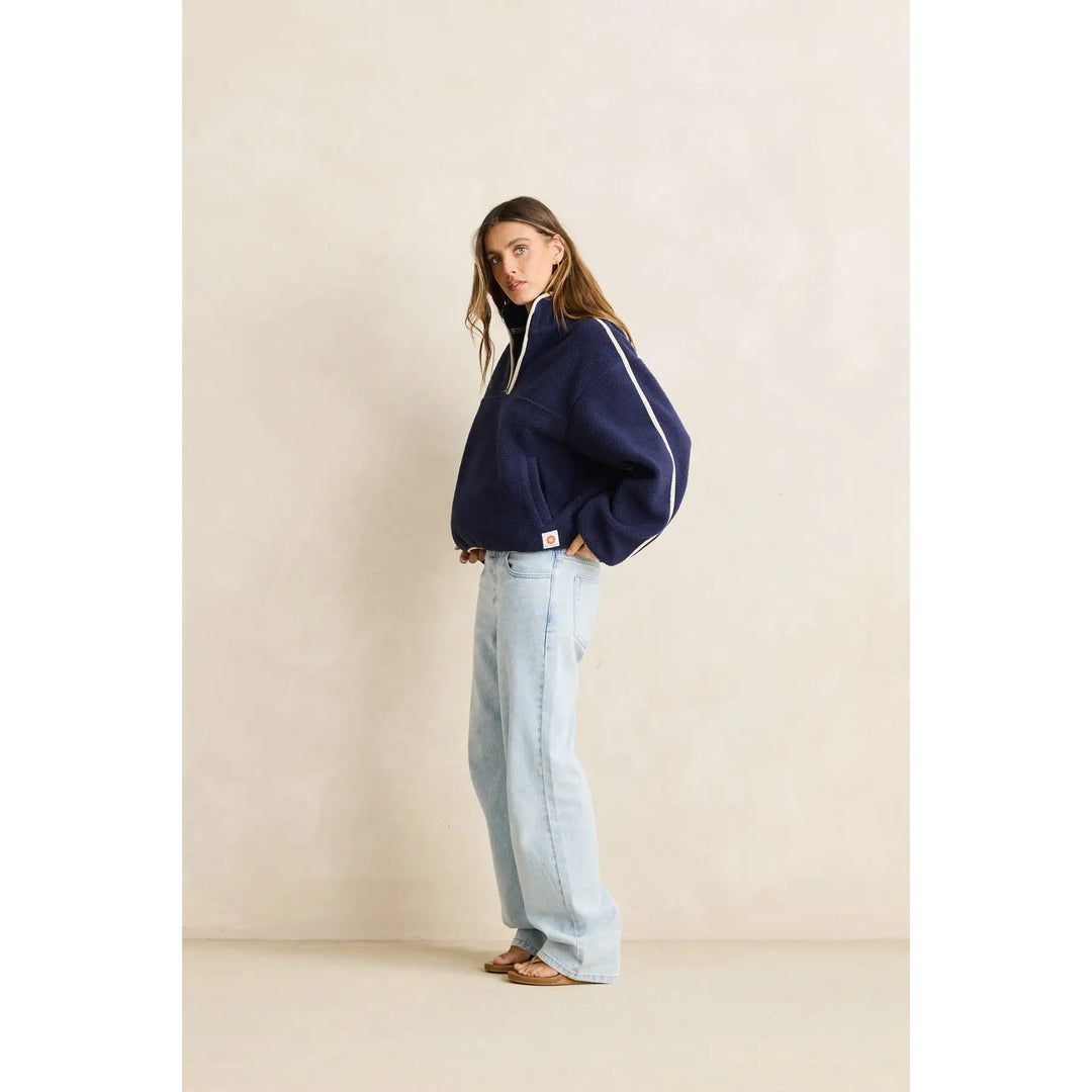 Rhythm Camp Half Zip Sherpa Pullover - Ocean