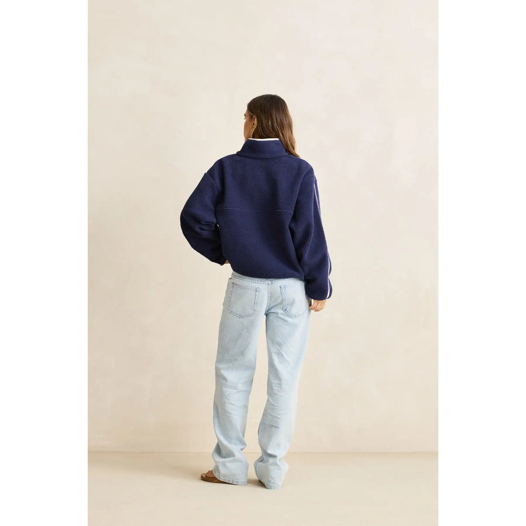 Rhythm Camp Half Zip Sherpa Pullover - Ocean