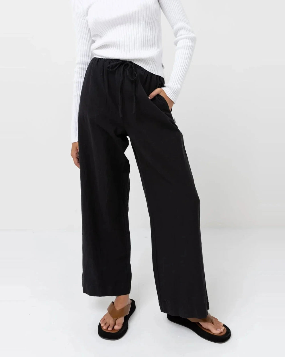 Rhythm Classic Drawstring Pants - Black 