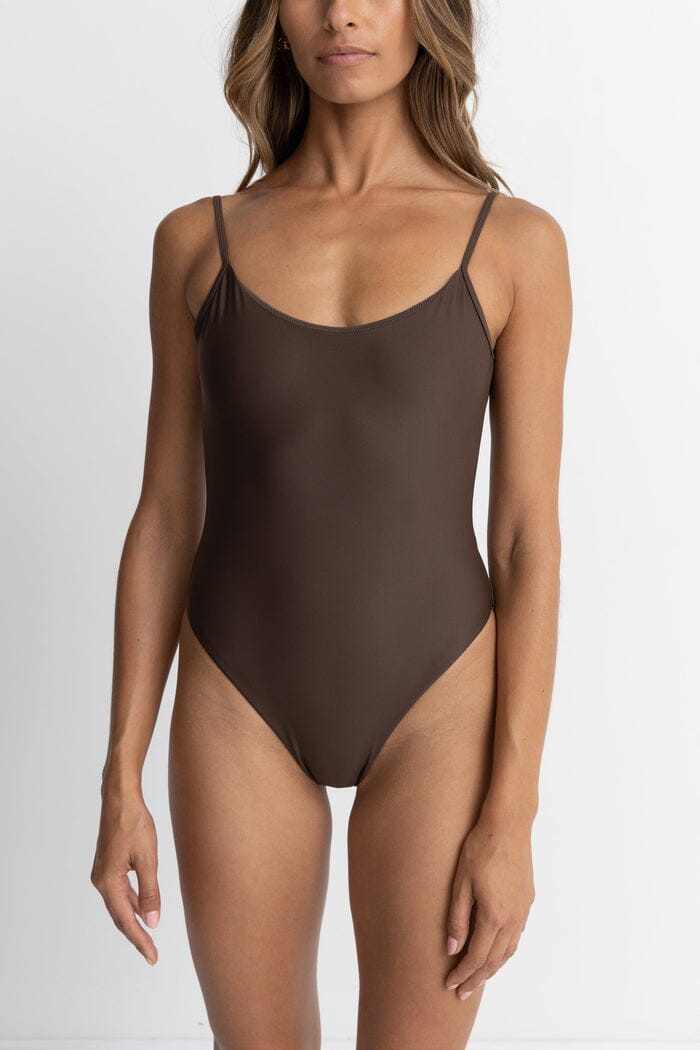 Rhythm Classic Minimal One Piece Swimsuit Chocolate 8 