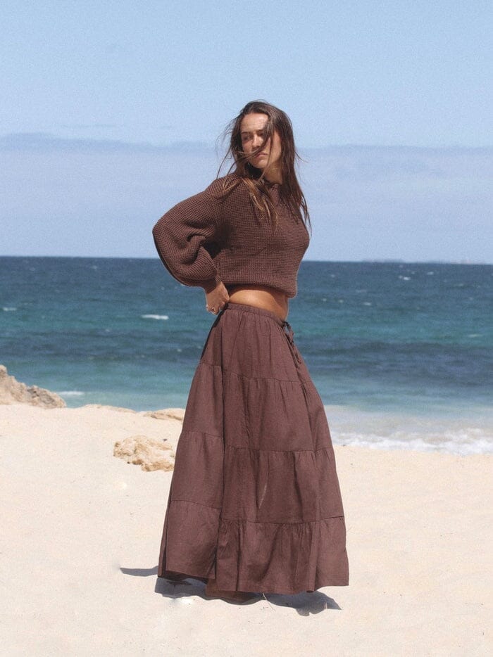 Rhythm Classic Tiered Maxi Skirt Chocolate 6 