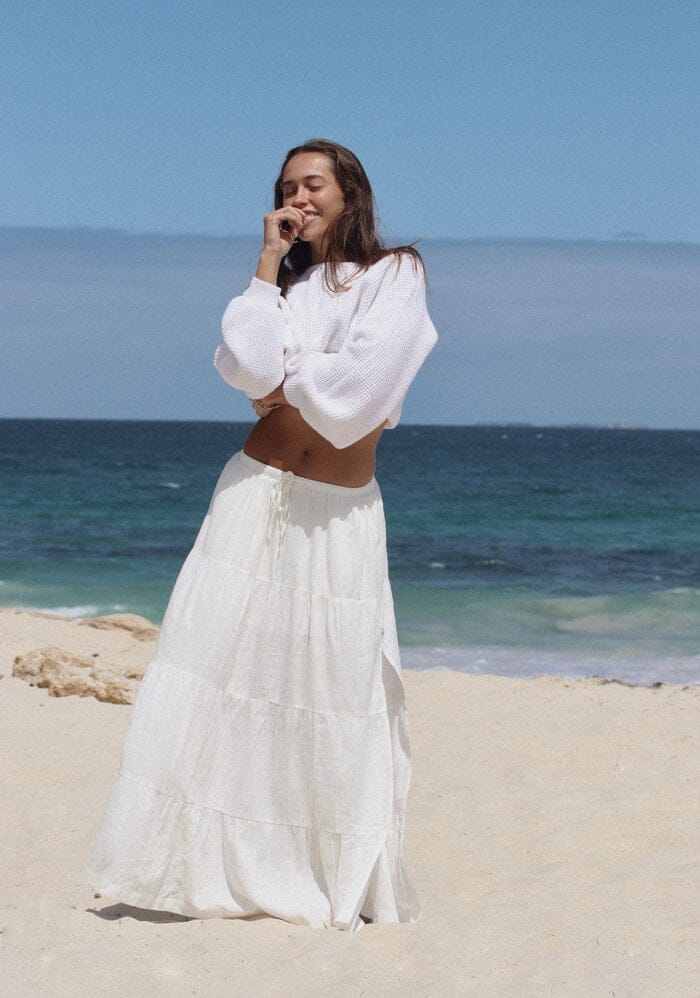 Rhythm Classic Tiered Maxi Skirt White 6 