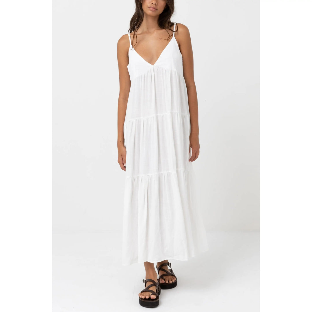 Rhythm Classic Tiered Midi Dress White 8 
