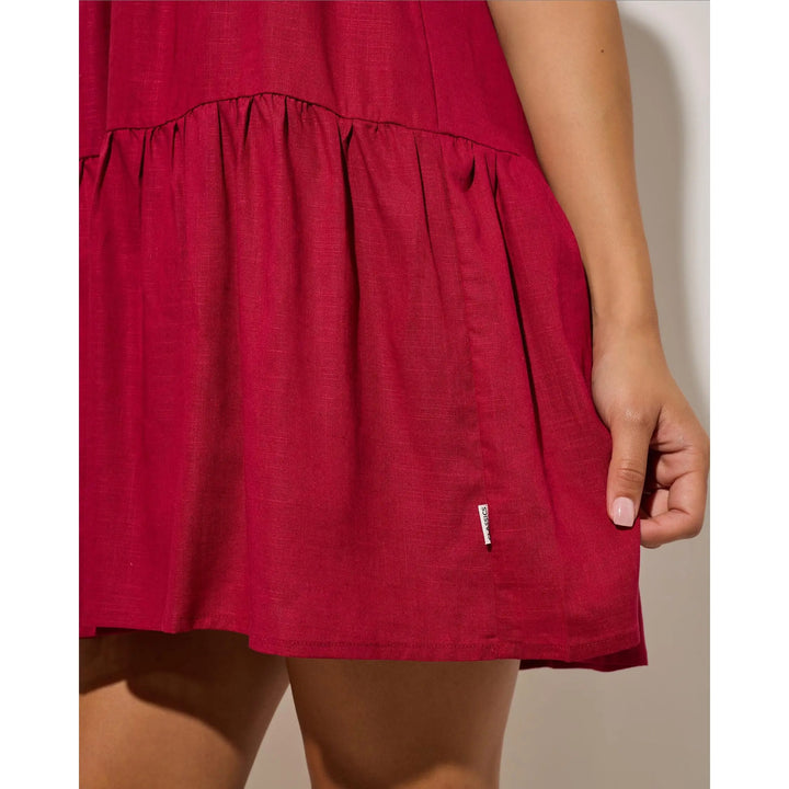 Rhythm Classic Tiered Mini Dress - Sangria 