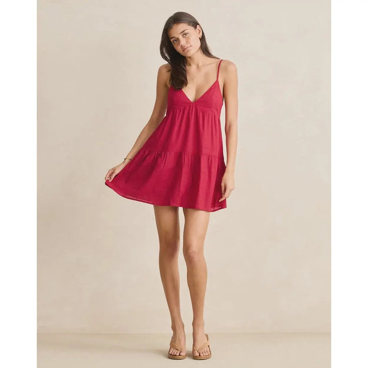 Rhythm Classic Tiered Mini Dress - Sangria 