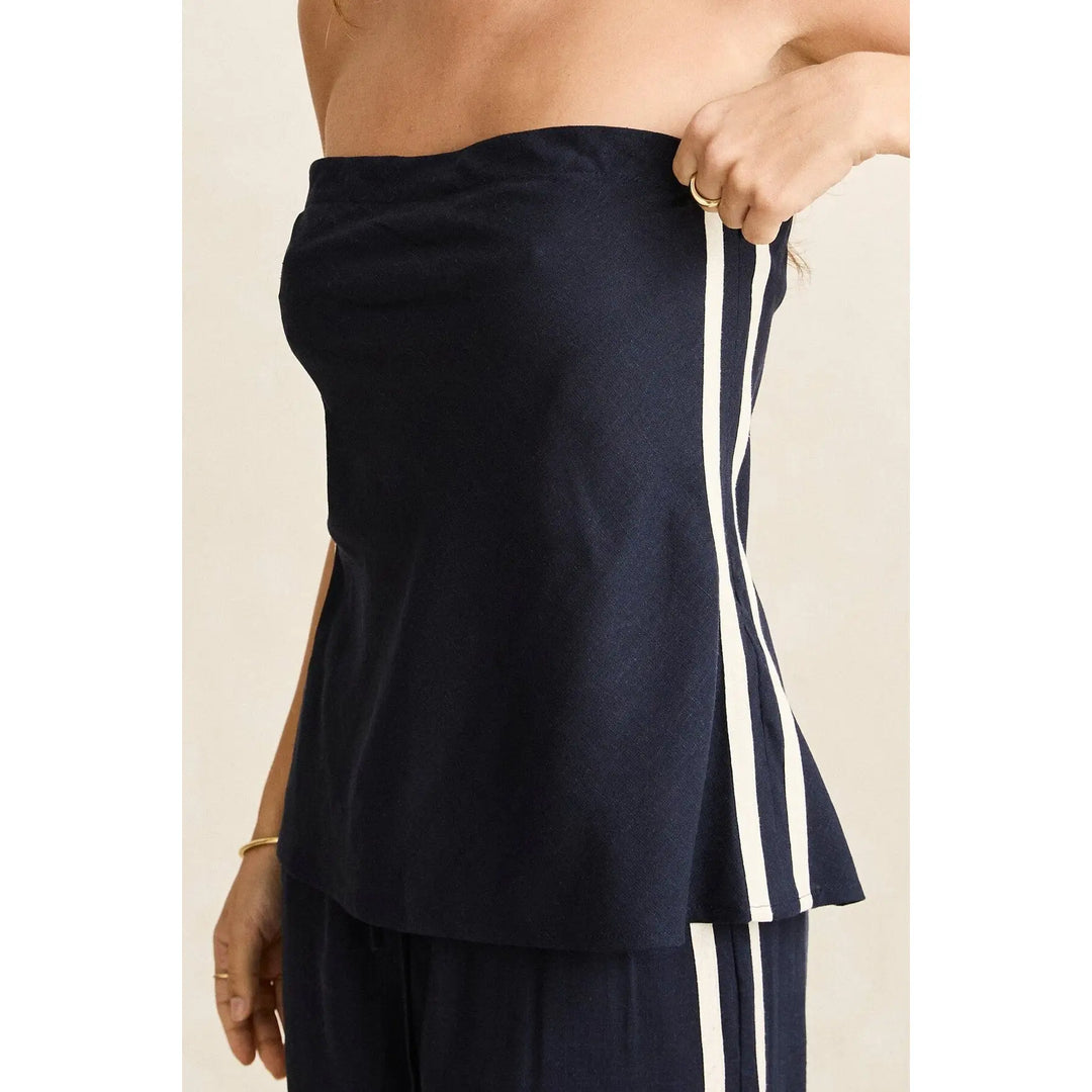 Rhythm Contrast Linen Strapless Top