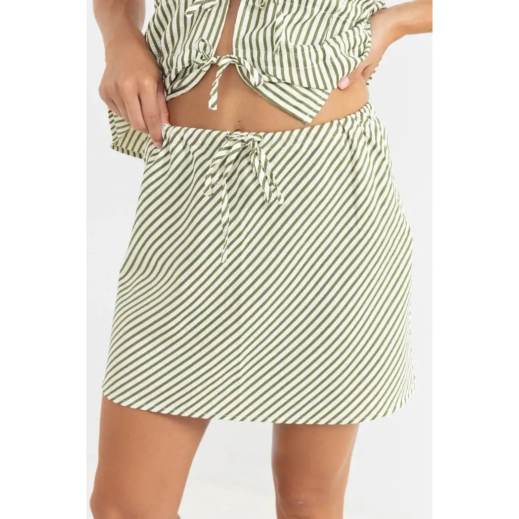 Rhythm Cove Stripe Bias Cut Mini Skirt 