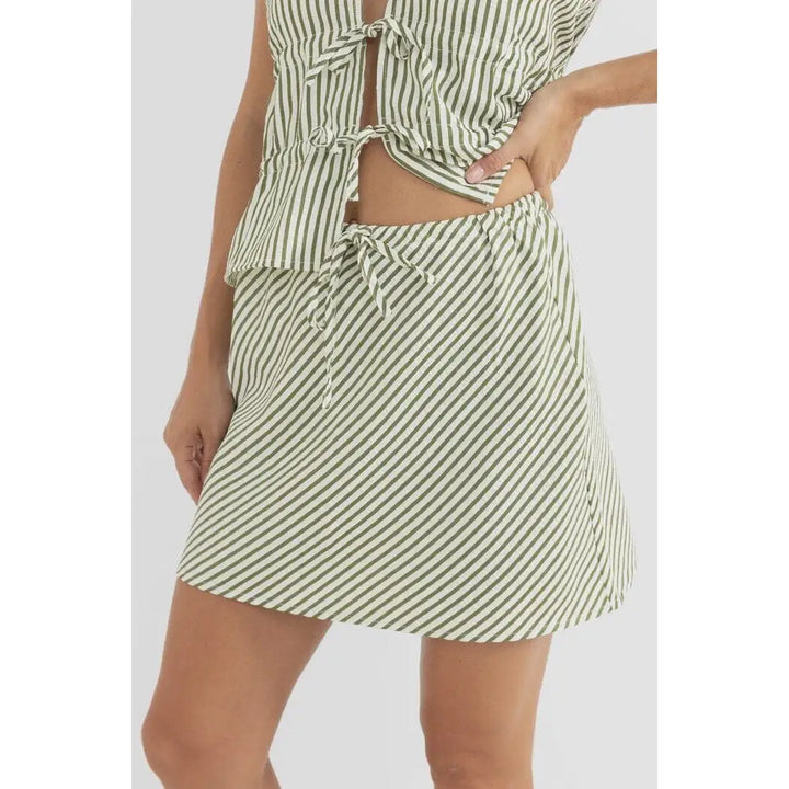 Rhythm Cove Stripe Bias Cut Mini Skirt 