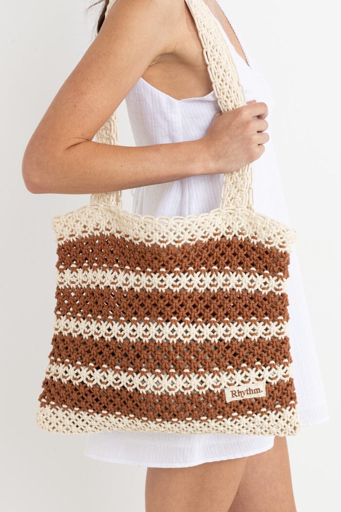 Rhythm Cove Stripe Crochet Tote Bag 