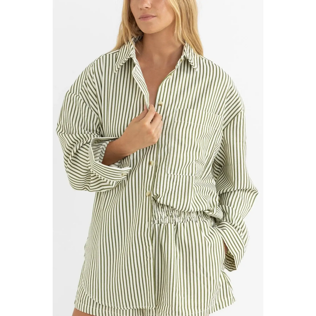 Rhythm Cove Stripe Oversized Shirt Aloe 6 