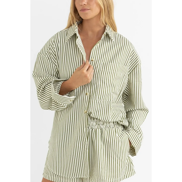 Rhythm Cove Stripe Oversized Shirt Aloe 6 