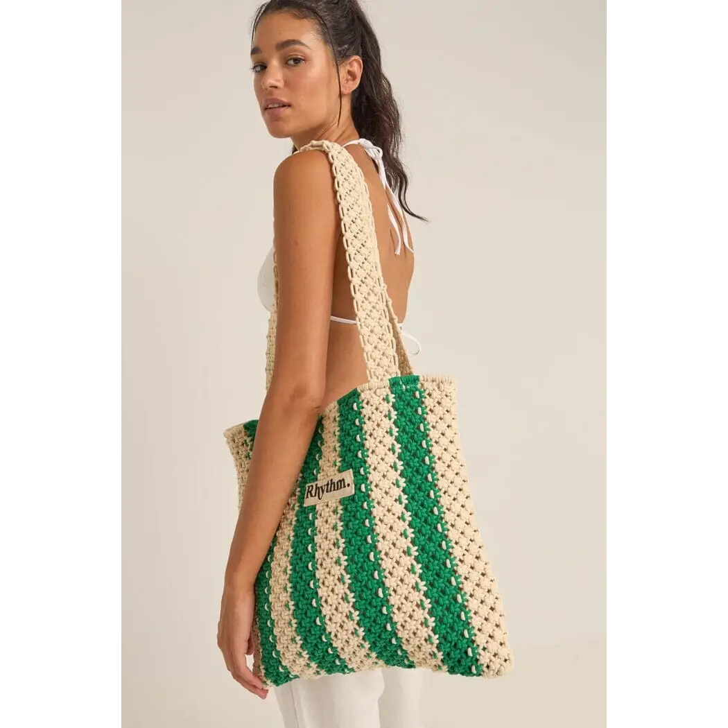 Rhythm Dinero Stripe Crochet Tote Bag 