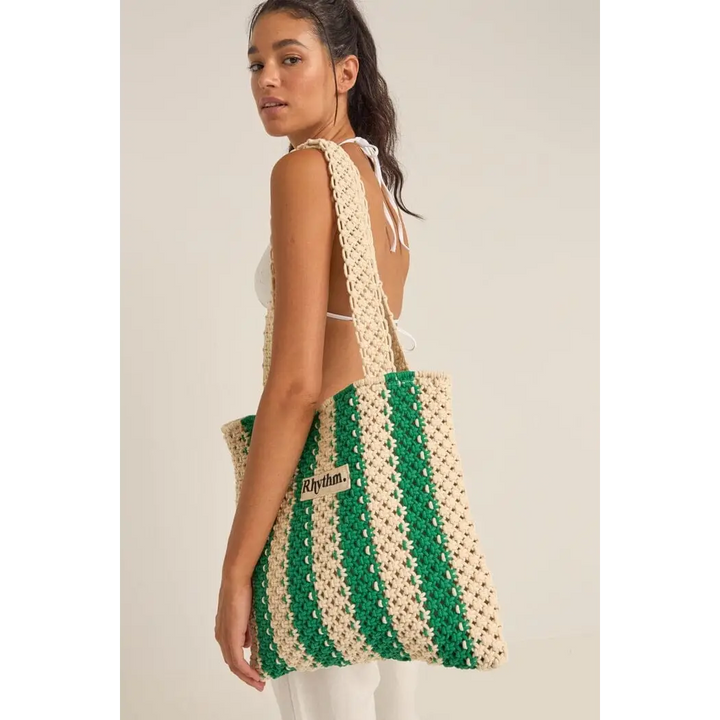 Rhythm Dinero Stripe Crochet Tote Bag 