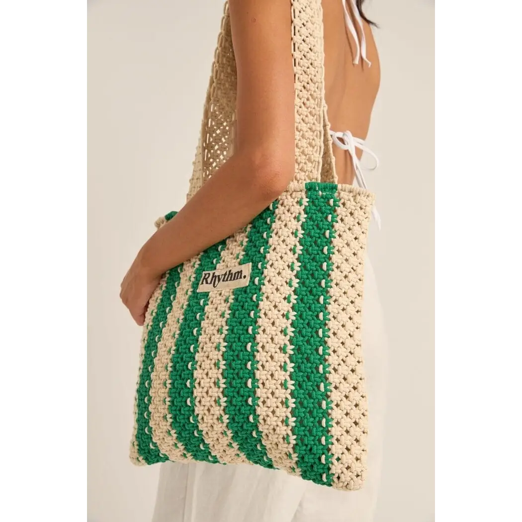 Rhythm Dinero Stripe Crochet Tote Bag 