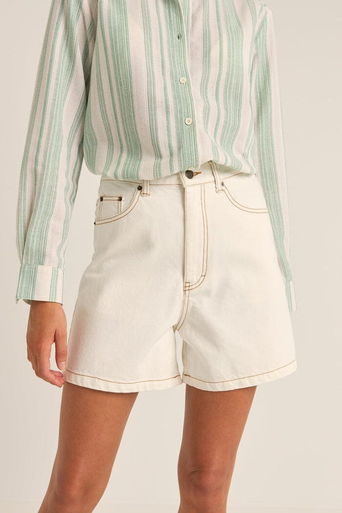 Rhythm Escape Denim Shorts Cream 6 