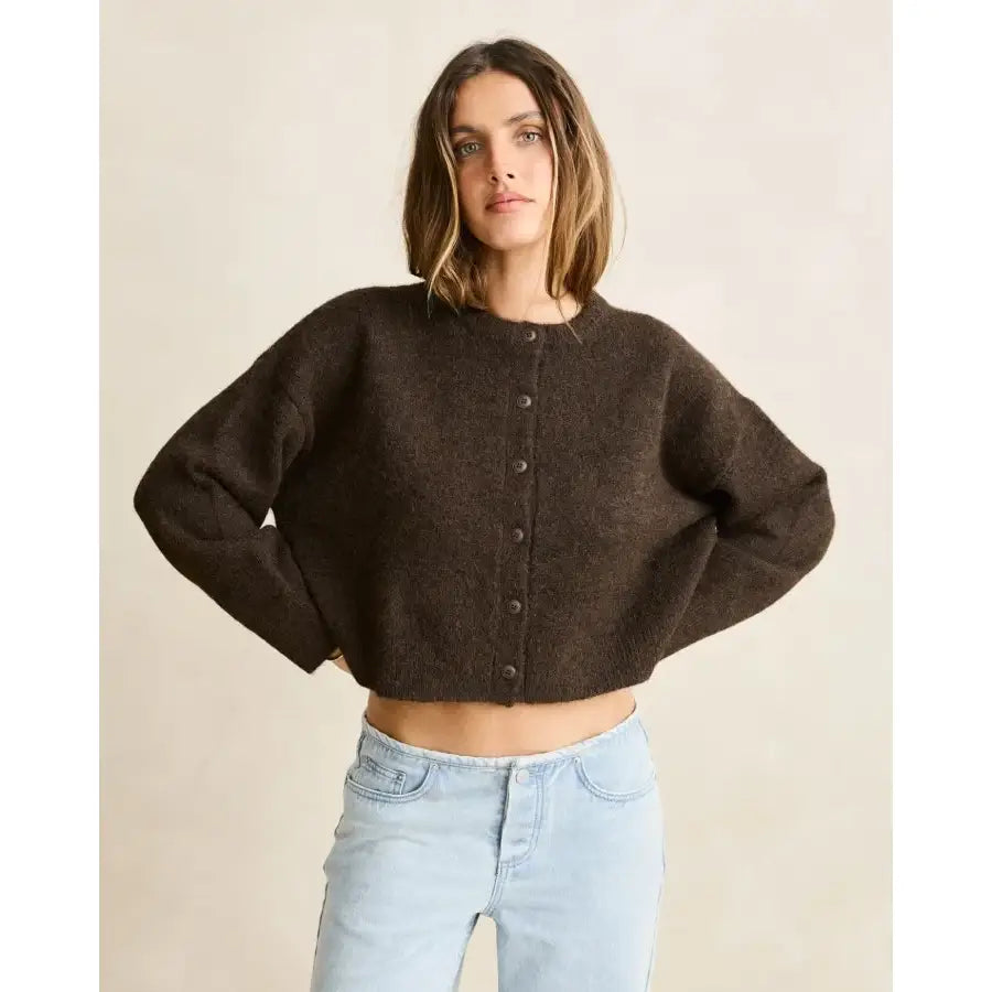 Rhythm Estelle Fluffy Cardigan - Chocolate / 8
