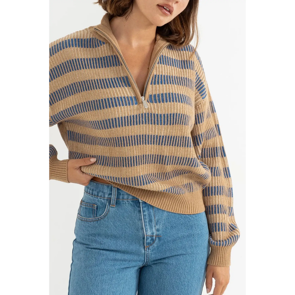 Rhythm Estelle Quarter Zip Striped Knit