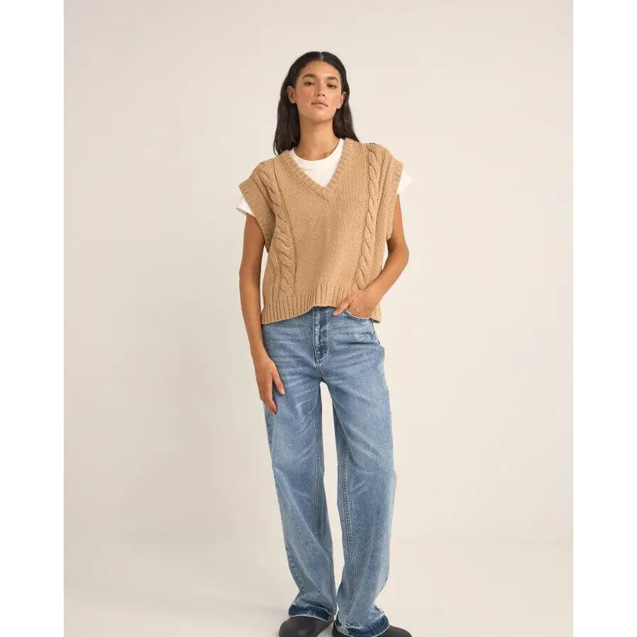 Rhythm Finley Cable Knit Vest 