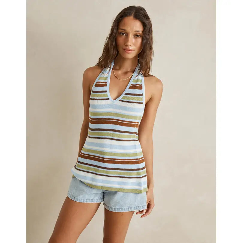 Rhythm Frankie Stripe Knit Halter Top