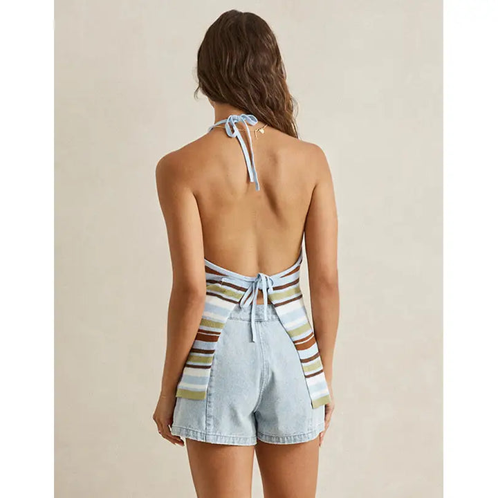 Rhythm Frankie Stripe Knit Halter Top
