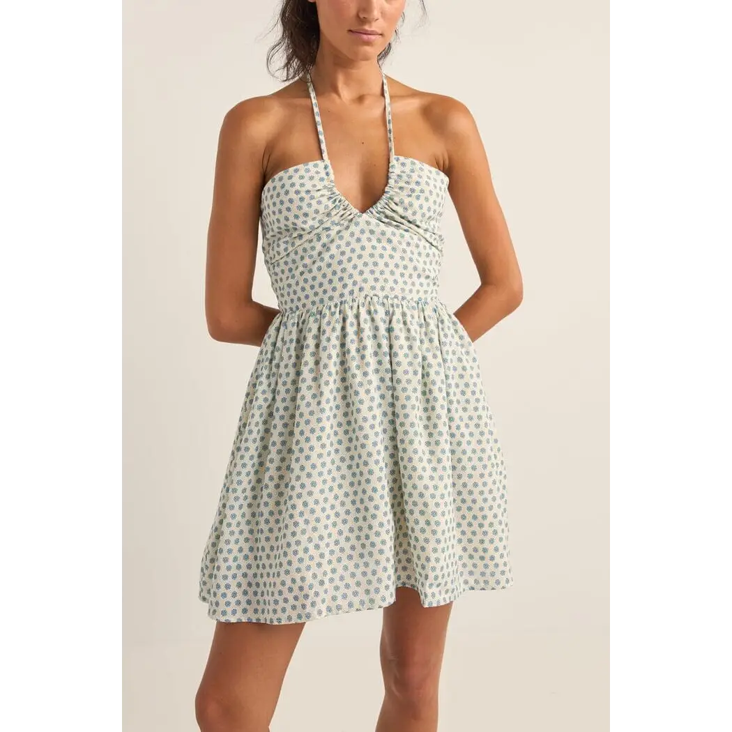 Rhythm Harper Halter Mini Dress Blue Floral 8 