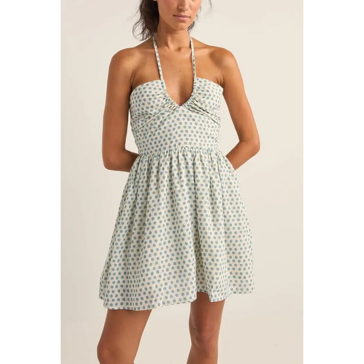 Rhythm Harper Halter Mini Dress Blue Floral 8 