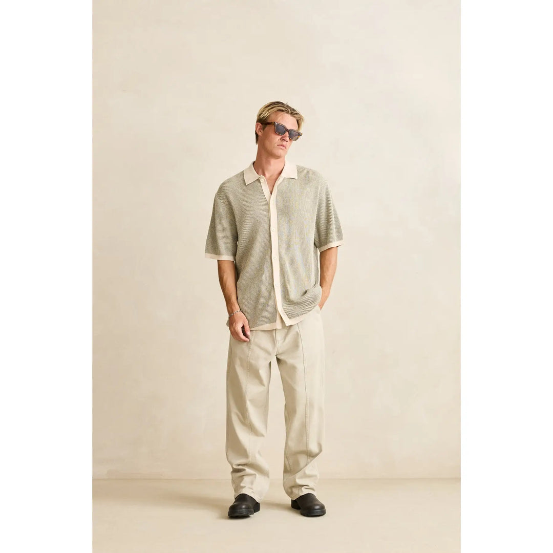 Rhythm Hi Lo Knit Button Up Shirt