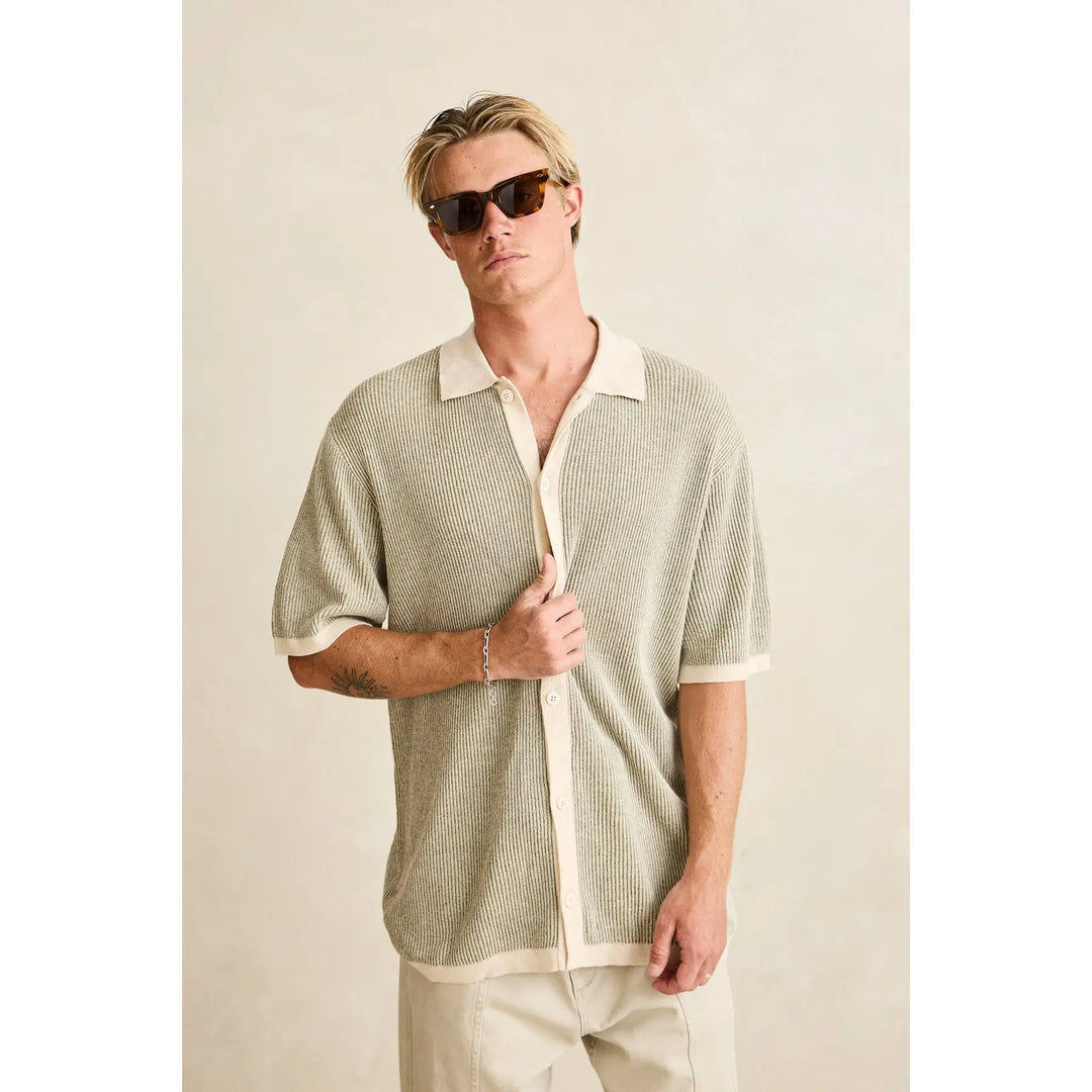 Rhythm Hi Lo Knit Button Up Shirt