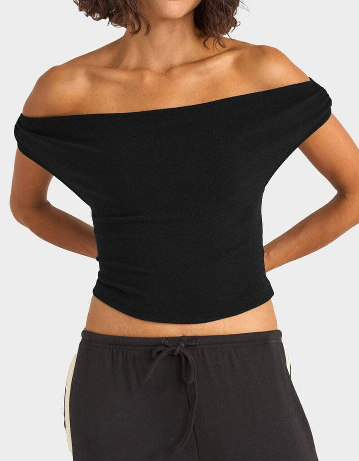 Rhythm Juno Off Shoulder Top Black 6 