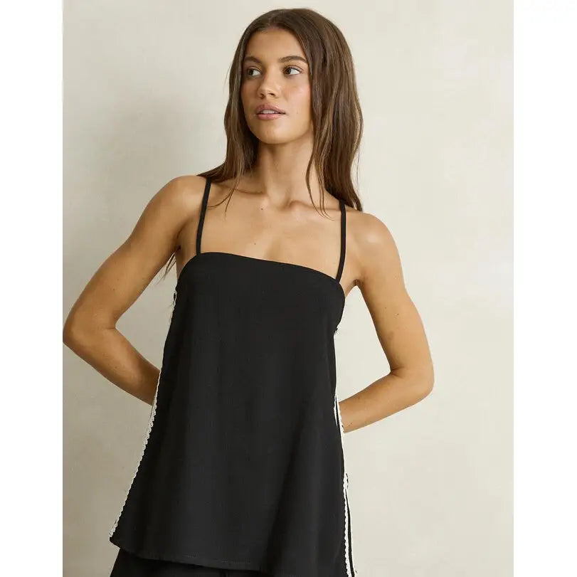 Rhythm Linen Lace Top - Black / 6