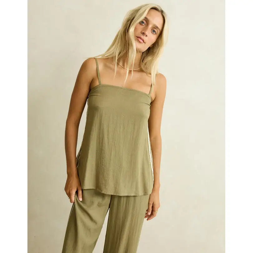 Rhythm Linen Lace Top - Olive / 6