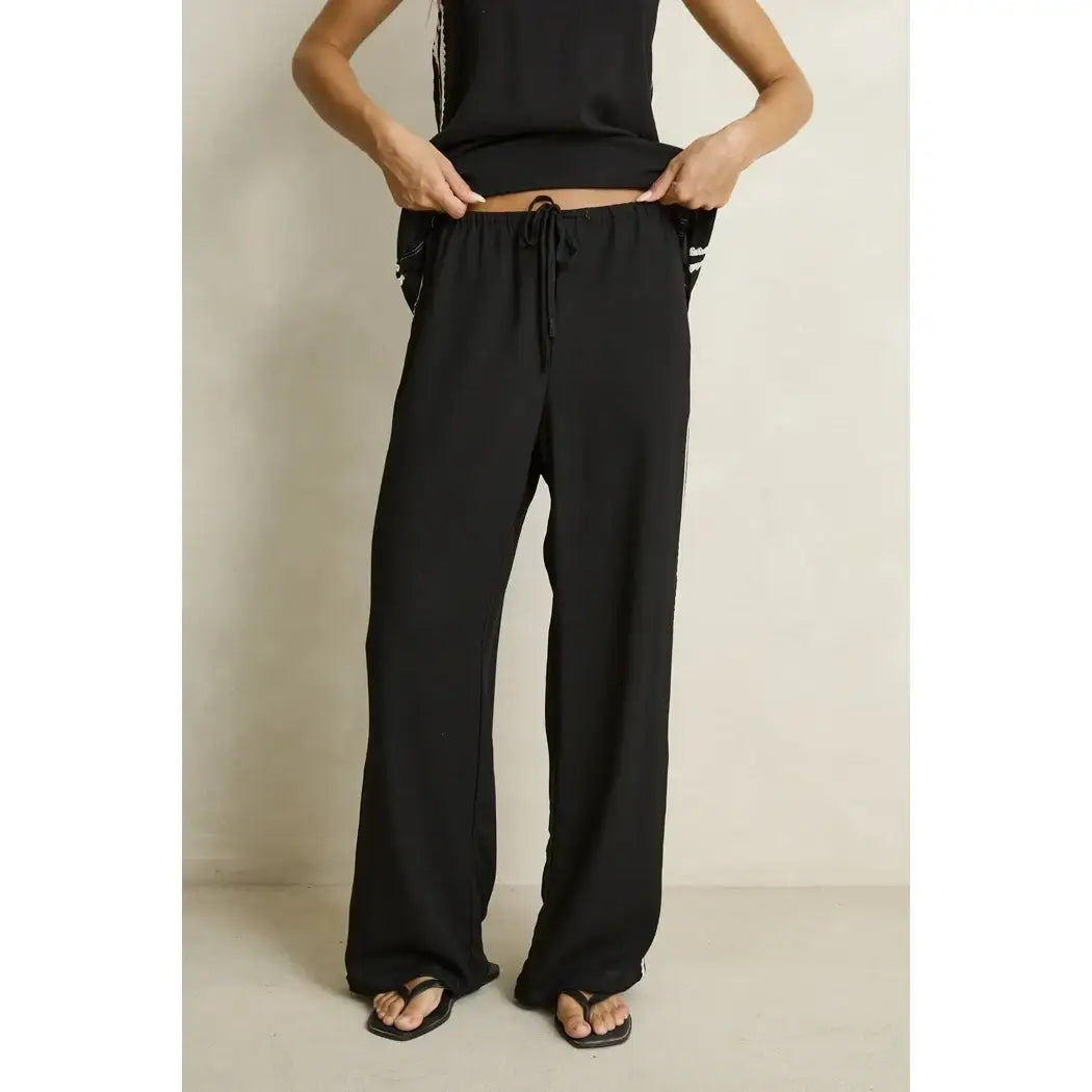 Rhythm Linen Lace Track Pants - Black / 6