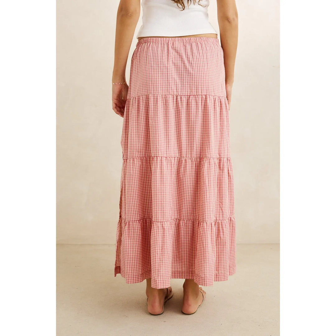 Rhythm Lola Check Tiered Maxi Skirt