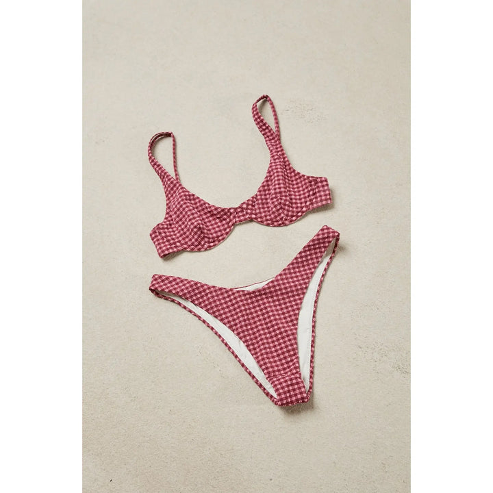 Rhythm Lola Check Underwire Hi Cut Bikini - Plum