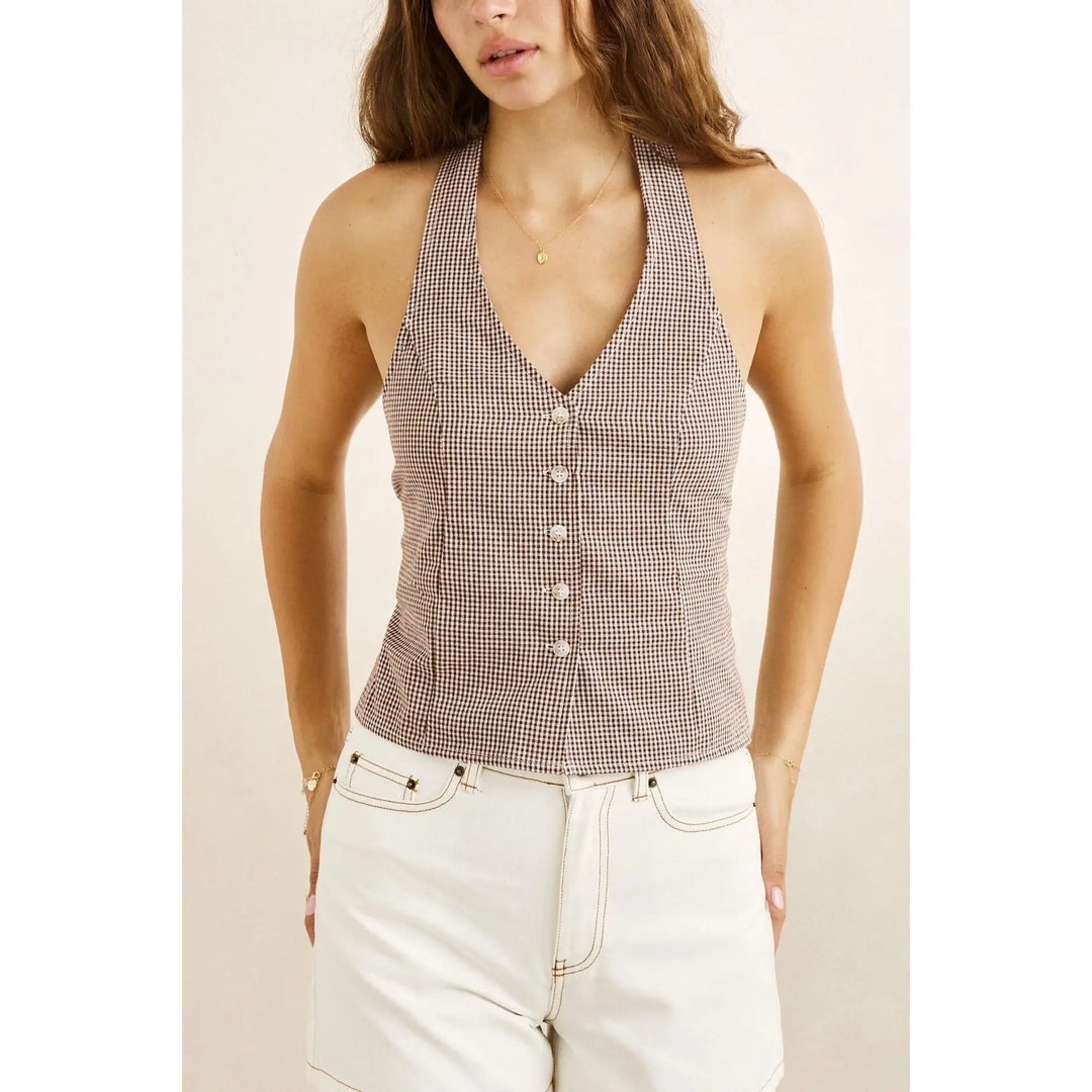 Rhythm London Check Halter Top