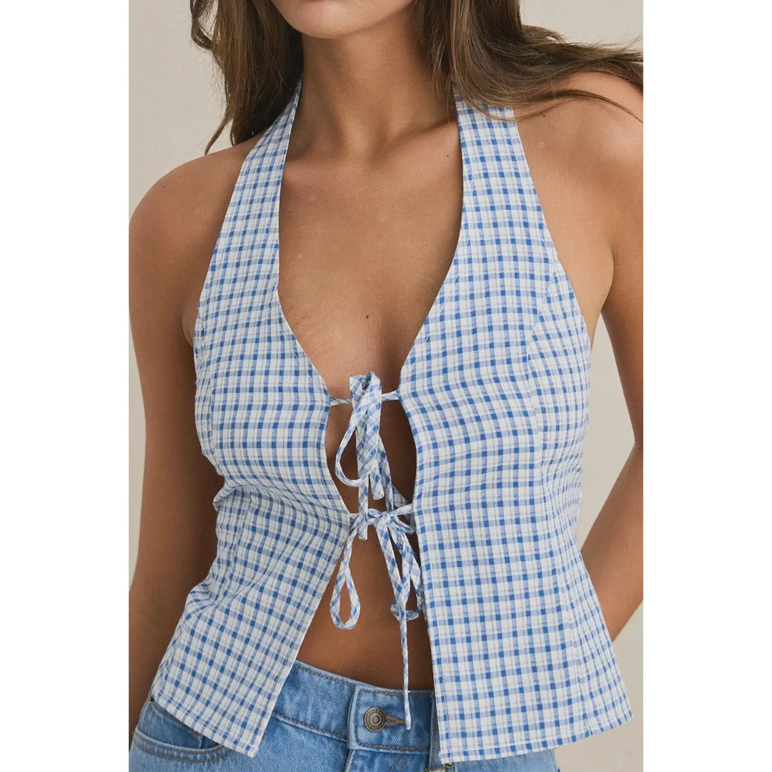 Rhythm Louise Tie Front Halter Top