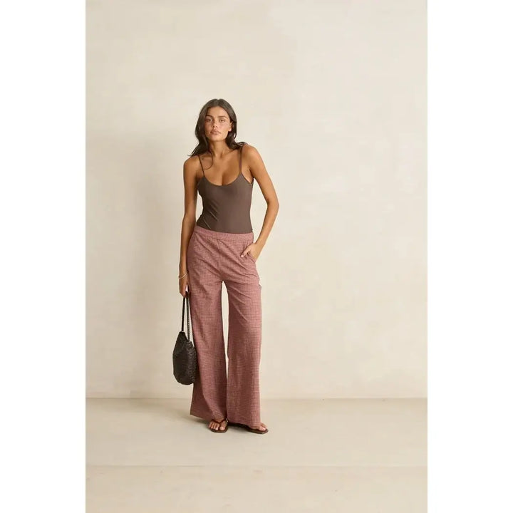 Rhythm Lucy Check Wide Leg Pants