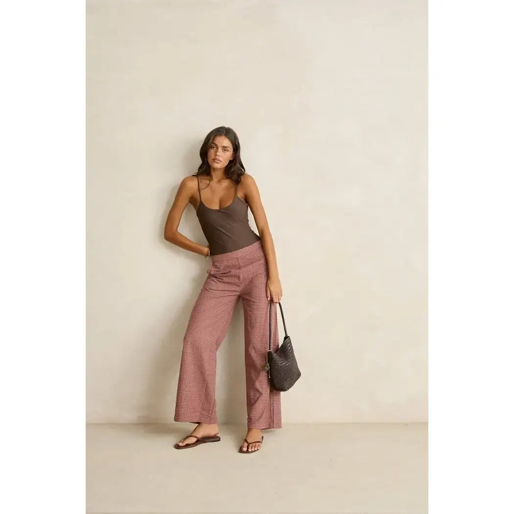 Rhythm Lucy Check Wide Leg Pants